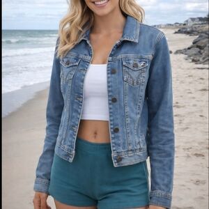 Y2k Hollister Surf 1972 Jean Jacket Tropical Lining Size Large